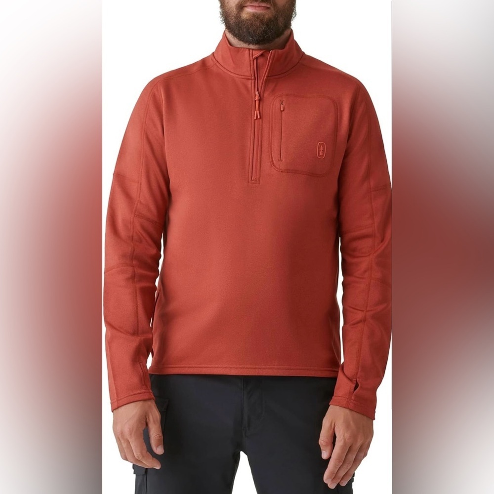 Bass Outdoor Men’s Quarter Zip Button Pocket Zip Pocket Pullover, XL